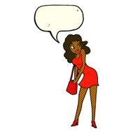 cartoon woman looking in handbag with speech bubble N11