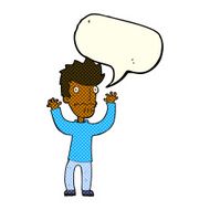 cartoon frightened man with speech bubble N102