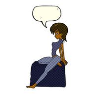 cartoon pin up pose girl with speech bubble N11
