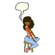 cartoon woman striking pose with speech bubble N11