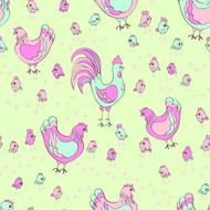 hens and chicken seamless pattern N5