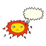 cartoon sad sun with speech bubble N12