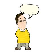cartoon friendly man with speech bubble N28
