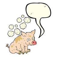 cartoon smelly pig with speech bubble N4