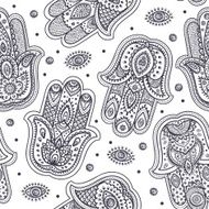 Vector Indian hand drawn hamsa seamless pattern N15