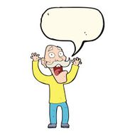 cartoon old man getting a fright with speech bubble N12