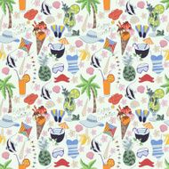 Vector seamless pattern Pattern set of different summer things