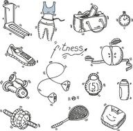Hand drawn doodle sketch icons set fitness and sport concept N3