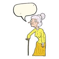 cartoon old woman with speech bubble N9