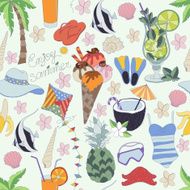 Vector seamless pattern Pattern set of different summer things N2