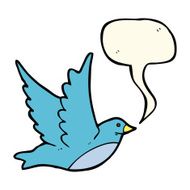 cartoon flying bird with speech bubble N21
