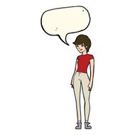 cartoon modern attractive woman with speech bubble N12