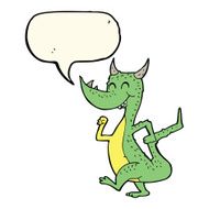 cartoon happy dragon with speech bubble N11
