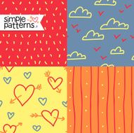 Set of four simple seamless patterns