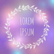 Vector hand drawn wreath on blurred background N7