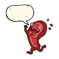 meat cartoon character with speech bubble N7
