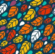 Bright seamless pattern with colorful leaves