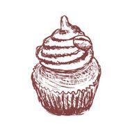 doodle coffee cupcake