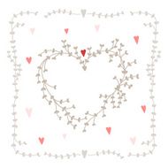 Vector hand drawn set heart shaped wreath hearts and twigs