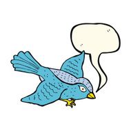 cartoon flying bird with speech bubble N22