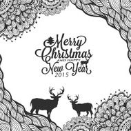 Christmas and happy new year doodle with typography N4