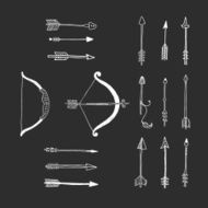 Vector Bow and arrow isolated tribal design ethnic style