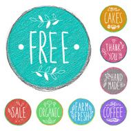 Set of retro badges Hand-drawn lettering and patterns
