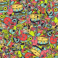 Vector seamless musical pattern hand drawn doodles N4