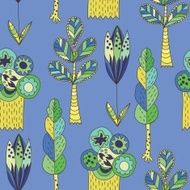 Blue vector children pattern with trees N2