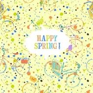 Colorful spring bicycles pattern with frame