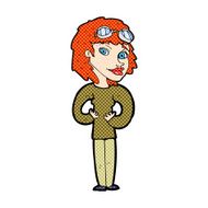 comic cartoon aviator woman N3