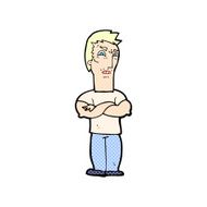 comic cartoon annoyed man with folded arms N6