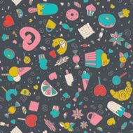 Vector seamless pattern with desserts N4