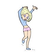 comic cartoon pretty woman dancing N6