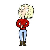 comic cartoon woman looking upwards N2