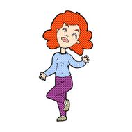 comic cartoon happy woman dancing N3