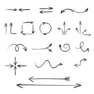 Vector arrows set sketched style