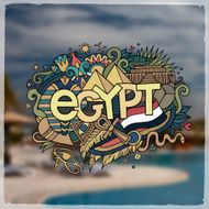Egypt hand lettering and doodles elements background N4