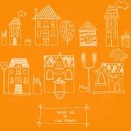 Vector set of Cute Houses Sketches houses illustrati