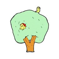 comic cartoon tree with birdhouse N3