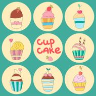 Isolated delicious yummy vector cupcakes N2
