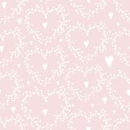 Vector hand drawn seamless pattern with wreathes and hearts