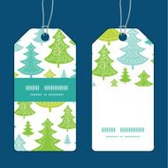Vector holiday christmas trees vertical stripe frame pattern tags set