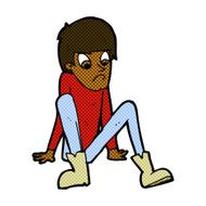 comic cartoon boy sitting on floor N3