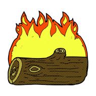 comic cartoon burning log