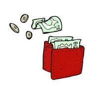 comic cartoon wallet spilling money N3