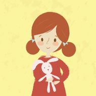 little girl with easter bunny rabbit doll N2