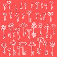 Keys of hearts hand-drawing set N5