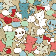 Seamless pattern with doodle Vector kawaii illustration N14