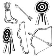 Archery icons in black and white